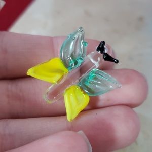 Handmade Glass Teal and Yellow Butterfly Pendant